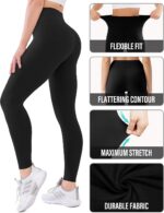 High Waisted Leggings with Pockets for Women Buttery Soft Full Length Capri Work... - Image 6