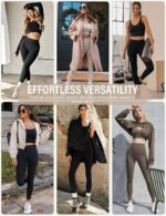 High Waisted Leggings with Pockets for Women Buttery Soft Full Length Capri Work... - Image 7