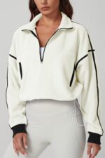 QINSEN Women's Half Zip Fleece Short Pullover Sweatshirt Winter Long Sleeve Cozy... - Image 4