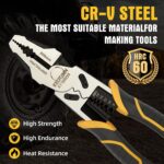 Linesman Pliers Wire Stripper Crimper Cutter Combination Tool, 9" 6-in-1 Heavy D... - Image 4