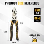 Linesman Pliers Wire Stripper Crimper Cutter Combination Tool, 9" 6-in-1 Heavy D... - Image 8