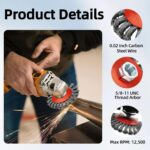 AUPREX 5 Pack 4 Inch Twist Knotted Wire Wheel Brush for Angle Grinder with 5/8 I... - Image 4