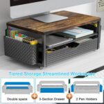 gianotter Desk Organizers and Accessories, Monitor Stand with Drawer and 2 Pen H... - Image 6