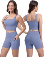 3 Piece Workout Sets for Women High Waisted Leggings with Pockets Tummy Control ... - Image 5