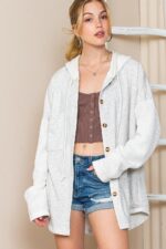 SHEWIN Women Oversized Hooded Sweatshirt Loose Fit Casual Button Hoodies with Po... - Image 3