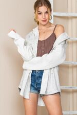 SHEWIN Women Oversized Hooded Sweatshirt Loose Fit Casual Button Hoodies with Po... - Image 5