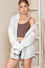 SHEWIN Women Oversized Hooded Sweatshirt Loose Fit Casual Button Hoodies with Po... - Image 6