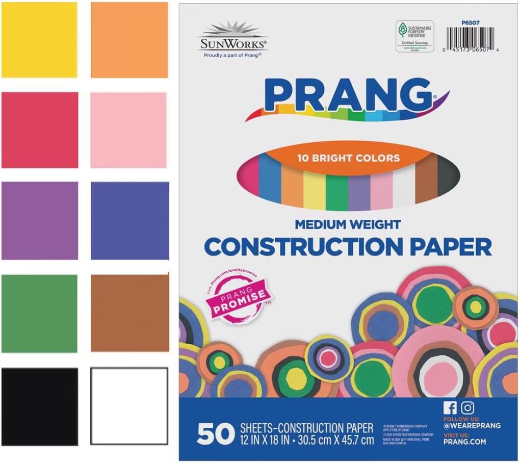 Prang (Formerly SunWorks) Construction Paper, 10 Assorted Colors, 12" x 18", 50 ... - Image 3