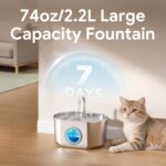 Cat Water Fountain Stainless Steel: 74oz/2.2L Cat Fountain for Drinking | Pet Wa... - Image 6