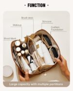 EACHY Travel Makeup Bag, Large Capacity Cosmetic Bag for Women, Waterproof PU Le... - Image 3