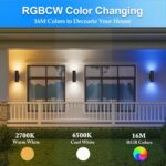 wowlite RGB Up and Down Lights Outdoor Wall Sconce 4 Pack, Smart Color Changing ... - Image 4