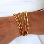 Waterproof Gold Chain Bracelet For Women Non Tarnish,14K Gold Plated Link Dainty... - Image 4