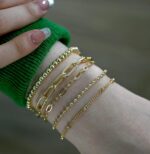 Waterproof Gold Chain Bracelet For Women Non Tarnish,14K Gold Plated Link Dainty... - Image 9