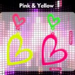 2 Pair Neon Heart Earrings, Acrylic Neon 80s 90s Outfit for Women, Glow Party Ac... - Image 4