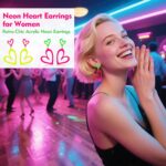 2 Pair Neon Heart Earrings, Acrylic Neon 80s 90s Outfit for Women, Glow Party Ac... - Image 5