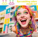 2 Pair Neon Heart Earrings, Acrylic Neon 80s 90s Outfit for Women, Glow Party Ac... - Image 6