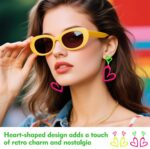 2 Pair Neon Heart Earrings, Acrylic Neon 80s 90s Outfit for Women, Glow Party Ac... - Image 7