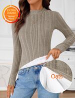 ZESICA Women's Fleece Sherpa Lined Long Sleeve Tops | Thermal Knit, Mock Neck, S... - Image 5