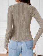 ZESICA Women's Fleece Sherpa Lined Long Sleeve Tops | Thermal Knit, Mock Neck, S... - Image 7