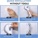 Grab Bars for Bathtubs and Showers, 12 Inch Shower Handle Strong Suction Cup Gra... - Image 6