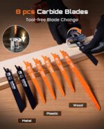 Cordless Reciprocating Saw With 8 Blades – 2×4000mAh Batteries, Brushless Motor,... - Image 9