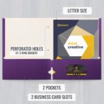 Better Office Products Two Pocket Portfolio Folders, 50-Pack, Purple, Letter Siz... - Image 3
