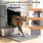 Stainless Steel Litter Box with Lid, High Sided Enclosed Metal Litter Box for Bi... - Image 4