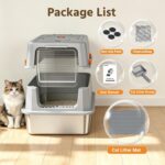 Stainless Steel Litter Box with Lid, High Sided Enclosed Metal Litter Box for Bi... - Image 6