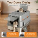 Stainless Steel Litter Box with Lid, High Sided Enclosed Metal Litter Box for Bi... - Image 9