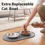 3-Pack Cat Bowls with Food Mat,6.3 Inches Stainless Steel Cat Food Bowl,Wide Tap... - Image 3