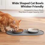 3-Pack Cat Bowls with Food Mat,6.3 Inches Stainless Steel Cat Food Bowl,Wide Tap... - Image 5