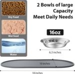 3-Pack Cat Bowls with Food Mat,6.3 Inches Stainless Steel Cat Food Bowl,Wide Tap... - Image 8