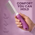 Poodle Pet Detangling Pet Comb with Long & Short Stainless Steel Teeth for Remov... - Image 6
