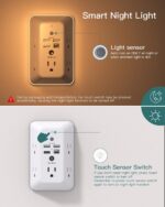 Addtam Surge Protector Outlet Extender, Plug Extension Outlet with Night Light, ... - Image 4
