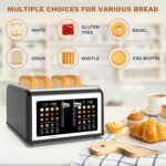4 Slice Toaster Touch Screen, Stainless Steel Toasters Digital Timer, Dual Contr... - Image 3