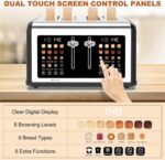 4 Slice Toaster Touch Screen, Stainless Steel Toasters Digital Timer, Dual Contr... - Image 4