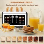 4 Slice Toaster Touch Screen, Stainless Steel Toasters Digital Timer, Dual Contr... - Image 6