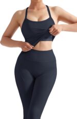 SUUKSESS Women 2 Piece Workout Sets Compression Tummy Control Leggings with Pock... - Image 5
