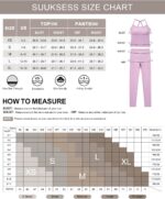 SUUKSESS Women 2 Piece Workout Sets Compression Tummy Control Leggings with Pock... - Image 7