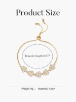 1 PC Gold Adjustable Floral Pearl Chain Bracelet With Sparkling Zirconia Stones - Image 5