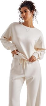 SUUKSESS Women Modal Fall 2 piece outfits Oversized Sweatshirt Wide Leg Pants - Image 3