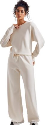 SUUKSESS Women Modal Fall 2 piece outfits Oversized Sweatshirt Wide Leg Pants - Image 6