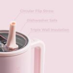 HydroJug Traveler 40oz, Insulated Tumbler with Handle & Straw, Pink Sand - Image 4