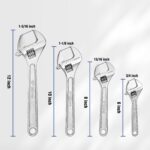 WORKPRO 4-piece Adjustable Wrench Set, Forged, Heat Treated, Chrome-plated (6-in... - Image 3