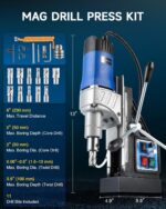 ZELCAN Mag Drill Press with 11 Pcs Bits, 1550W Portable Magnetic Drill Press wit... - Image 9