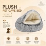 ShinHye Cat Bed Round Plush Fluffy Hooded Cat Bed Cave, Cozy for Indoor Cats or ... - Image 3