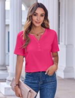 Zeagoo Womens Summer Tops Casual Short Sleeve V Neck Shirts Business Dressy Work... - Image 3