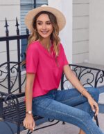 Zeagoo Womens Summer Tops Casual Short Sleeve V Neck Shirts Business Dressy Work... - Image 5