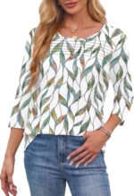 OFEEFAN Womens Tops 3/4 Length Sleeve Blouses Dressy Casual Spring Summer Fall O... - Image 4