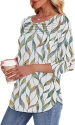 OFEEFAN Womens Tops 3/4 Length Sleeve Blouses Dressy Casual Spring Summer Fall O... - Image 5